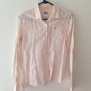 Lacoste pink stripe button casual collared shirt